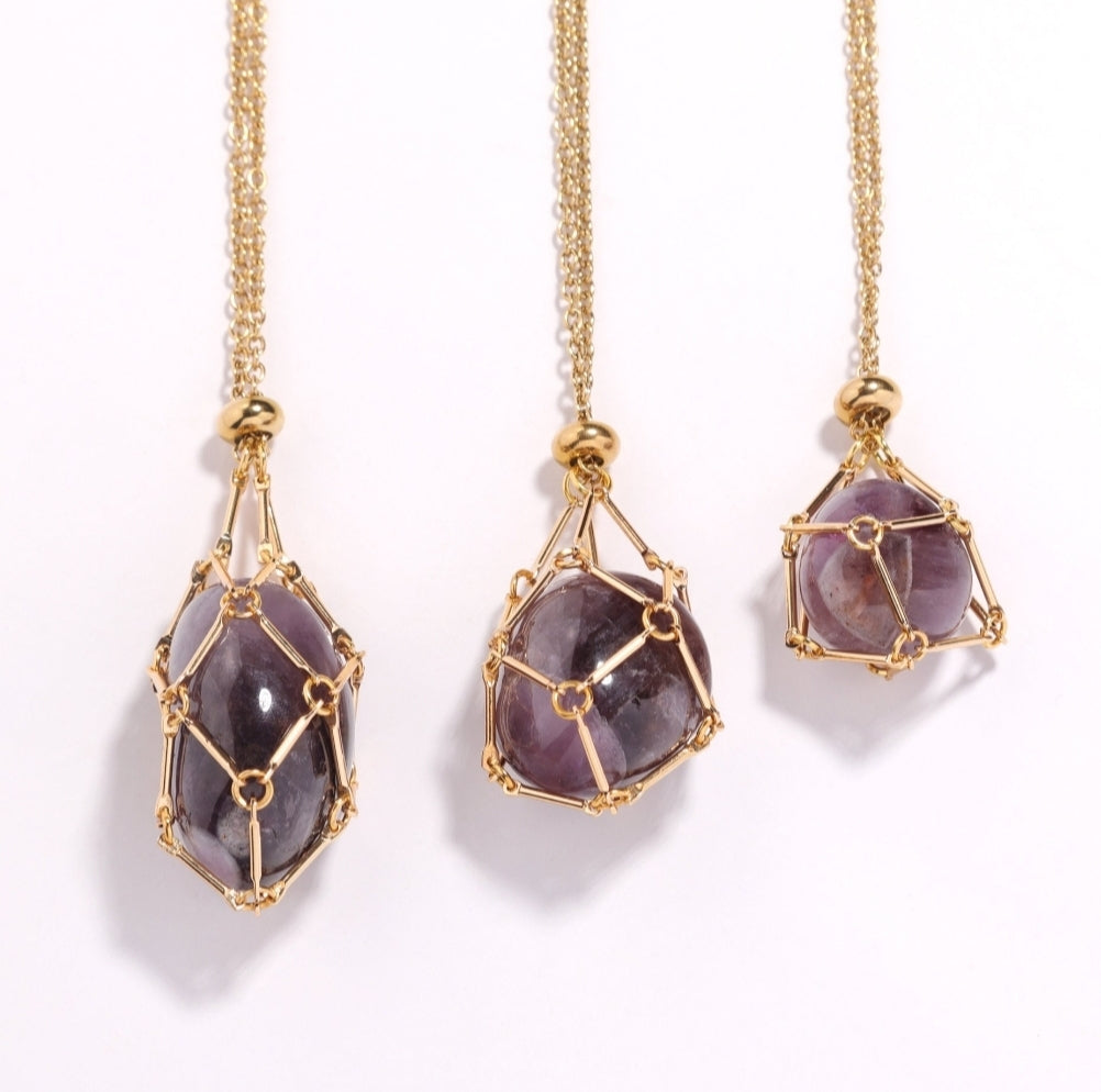 Crystal pouch necklace